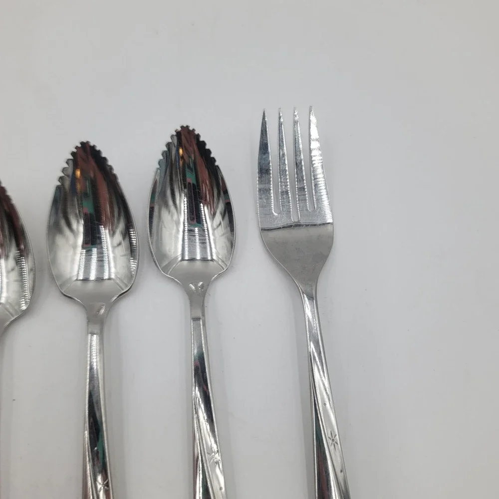 10pc Oneida Community Twin Star Atomic Burst Stainless Flatware Grapefruit Spoon